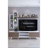 Moonlife Dolaplı TV Ünitesi Beyaz Ceviz 180x45x35 cm Minimalist Tasarım Suntalam Malzeme