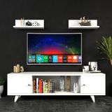 Moonlife İnci Tv Ünitesi Beyaz Suntalam Malzemeden Minimalist Tasarım 120 cm Genişlik 38 cm Yükseklik