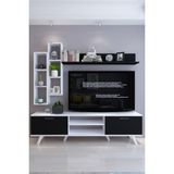 Moonlife Istanbul Dolaplı Beyaz Siyah Tv Ünitesi 2 Suntalam Malzeme ile Modern Tasarım