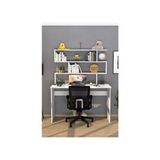 Moonlife Kaya Kitaplıklı Beyaz Çalışma Masası Suntalam Malzemeden Minimalist Tasarım - Y: 74 cm D: 45 cm G: 120 cm