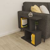 Moonlife Kitaplıklı Siyah Yan Sehpa