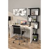 Moonlife Koordinat Pratik Kitaplıklı Çalışma Masası Beyaz Siyah 120X50 - Y: 75 cm D: 50 cm G: 120 cm - Beyaz - Siyah