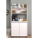 Moonlife Latte Beyaz Çok Amaçlı Kahve Köşesi Dolabı Suntalam 155 cm Yükseklik 3 Raflı