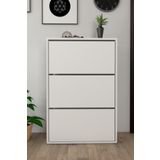 Moonlife Mobilya 3 Kapaklı Kayar Raflı Ayakkabılık Beyaz