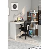 Moonlife Mobilya Çınar Kitaplıklı Çalışma Masası Beyaz Ceviz