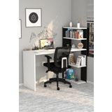 Moonlife Mobilya Çınar Kitaplıklı Çalışma Masası Beyaz Siyah