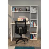 Moonlife Mobilya Duru Kitaplıklı Çalışma Masası Beyaz