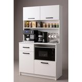 Moonlife Mobilya Modern Kahve Köşesi Dolabı Eskitme Beyaz 183 cm 5 Raflı 1 Çekmeceli