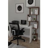Moonlife Mobilya Pratik Kitaplıklı Çalışma Masası Beyaz Ceviz 120x50