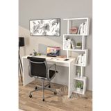 Moonlife Modern Tasarımlı Beyaz Koordinat Kitaplıklı Çalışma Masası Suntalam Malzeme ile Dayanıklı - Y: 75 cm D: 50 cm G: 120 cm