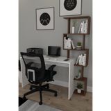Moonlife Pratik Kitaplıklı Çalışma Masası Beyaz Ceviz 120X50