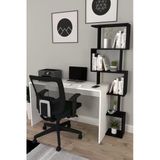 Moonlife Pratik Kitaplıklı Çalışma Masası Beyaz Siyah 120X50