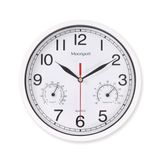 Moonport Sıcaklıklı Duvar Saati, Higrometreli Sessiz Küçük Beyaz Saat, Oturma Odası/Mutfak/Banyo/Çocuk Odası/Yatak Odası için Oda Termometre Saatleri
