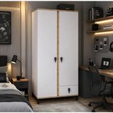 Moonra Home 2 Kapaklı Genç Odası Gardırop Çocuk Odası Dolabı - Beyaz - Meşe