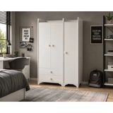 Moonra Home 3 Kapaklı Gardrop 2+1 Genç Odası Dolabı - Beyaz