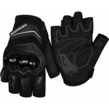 MOONRIDER Motosiklet Eldiveni Korumalı Unisex Yarım Parmak Eldiven En 13594 Sertifikalı Yazlık Nefes Alır Dokunmatik Uyumlu Kaydırmaz Koruyucu Motor Eldiveni MR-G10 - XL