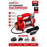 MOONSHOP 12V Araç Hava Kompresörü 150 PSI Taşınabilir Lastik Şişirme Pompası Çakmak Girişli Oto Hava Basınç Cihazı SX2043
