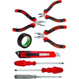 Moonshop 3 Lü Mini Pense Yan Keski Kargaburnu Set+3 Lü Tornavida+Falçata+Bant Takım Seti. - 001-Renkli