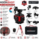 Moonshop 360° Yeşil Lazer Hizalama Seti Şarjlı 16 Çizgili Tripodlu Profesyonel Lazer Terazi