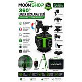 MOONSHOP 360° Yeşil Lazer Hizalama Seti Şarjlı 16 Çizgili Tripodlu Profesyonel Lazer TeraziDX1206