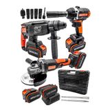 Moonshop 48v Profesyonel 3'lü Set Kırıcı Delici Somun Sıkma Taşlama Makinesi 2 Akülü Kömürsüz Motor