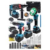 moonshop 58V Profesyonel Şarjlı 4'lü Set, Batarya Enerjili, Darbeli Matkap, Hilti, Taşlama, Somun Sıkma, 3 Akülü