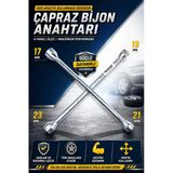 Moonshop Çapraz Bijon Anahtarı 17-19-21-23 Mm – Ağır Hizmet Tipi Lastik Sökme Takma Anahtarı