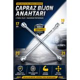 MOONSHOP Çapraz Bijon Kolu Anahtarı 17-19-21-23 mm – Ağır Hizmet Tipi Lastik Sökme Takma Anahtarı