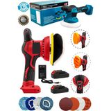 MOONSHOP Çift Akülü Orbital 128DXV Lityum 2x Batarya 6 Devir Ayarlı Detay Pasta Cila Zımpara Polisaj Makinesi