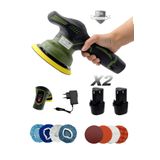 MOONSHOP Çift Akülü Orbital 48 V Lityum 2x Batarya 6 Devir Ayarlı Detay Pasta Cila Zımpara Polisaj Makinesi.