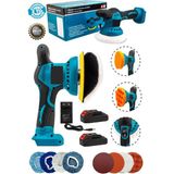 MOONSHOP Çift Akülü Orbital 58 V Lityum 2x Batarya 6 Devir Ayarlı Detay Pasta Cila Zımpara Polisaj Makinesi.