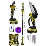 MOONSHOP Japan Teknoloji 256 Vf 20 Ah 2 Li Set 2 Akülü Şarjlı Ağaç Dal Kesme Budama Makası Testere Teleskopik