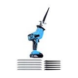 moonshop Kömürsüz Tilki Kuyruğu Testere, Mavi, Metal Ahşap Kesim, Şarjlı Elektrikli, 10 Bıçak Dahil, 21W 22V