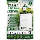MOONSHOP Pro Alman Turbo 16 Lt Şarjlı Sırt Tipi İlaç Pompası Akülü Şarjlı İlaçlama Makinesi Pompası.
