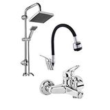 Moonshop Pro Germany Mix Banyo Bataryası Robot Yağmurlama Tepe Duş Seti Duş Başlığı 3'li Robotvebataryaset...