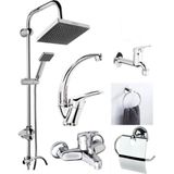 Moonshop Pro Seri 6'lı Duş Seti Açılır-Kapanır Fonksiyonlu Krom Banyo Bataryası ve Musluk