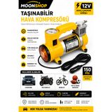 MOONSHOP Pro Seri Çelik Gövde Pistonlu 12 V 160 Psi Dakikada 85 Lt Araç Araba Lastik Bot Şişirme Kompresörü dx8568