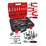 Moonshop Profesyonel 112 Parça Çok Fonksiyonlu 1/2 Ve 1/4 Cırcırlı Lokma Anahtar Takımı Bits Uç Penseli Set Kırmızı
