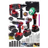MOONSHOP Profesyonel Şarjlı Darbeli 4'lü Set 2-26 Hilti 125mm Taşlama 13mm Matkap 650 nm Somun Sökme Hediye