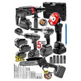 MOONSHOP Profesyonel Şarjlı Darbeli 5'li Set 2-26 Hilti 125mm Taşlama 13mm Matkap 650nm Somun Sökme Dal Budam