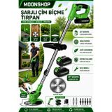 MOONSHOP ProTrim Çift Bataryalı Şarjlı Çim Biçme Tırpanı | Testere Bıçaklı, Metal ve Plastik Bıçak S