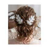 MoonskinBridal Kristal ve Tül Yaprak Detaylı Gelin Yan Tokası