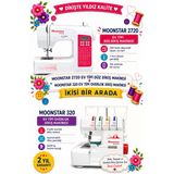 Moonstar 2720 Ev Tipi Düz Dikiş Makinesi + 320 Ev Tipi Overlok Dikiş Makinesi Beyaz