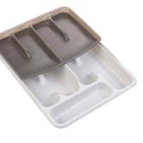 Moonstar Çekmece İçi Kaşıklık Çift Katlı 10Gözlü Çatal Bıçak Organızer 40X30CM-KSET169 KREM