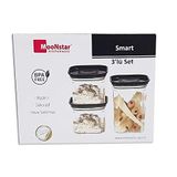 Moonstar smart üçlü saklama kabı hava sızdırmaz-SM-SET SİYAH KAPAKLI