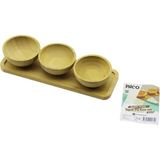 Moontime Alaçatı 4pcs Çerezlik - Lokumluk Ahşap Bambu Tepsili Kase Seti 30X11CM (5067)