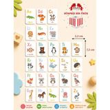 Moontime Alaçatı Ahşap Ingilizce Alfabe Kartları - Alfabe Ingilizce Eğitim Seti Ingilizce Öğrenme Kartları Montessori