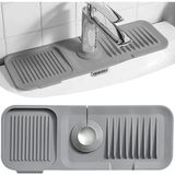 Moontime Alaçatı Antrasit Banyo Mutfak Musluk Organizer Kaydırmaz Mat Silikon Sabunluk Bulaşık Süngeri Matı Elastik