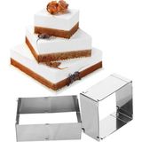 Moontime Alaçatı Ayarlanabilir Kare Model Kelepçeli Kek Çemberi Paslanmaz Çelik Kek Pasta Hamur Kalıbı 20/40CM