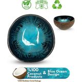 Moontime Alaçatı Blue Ocean Design Hindistan Cevizi Kasesi ve Kase Altlığı - Coconut Bowl - Bowl Kasesi - Çerezlik